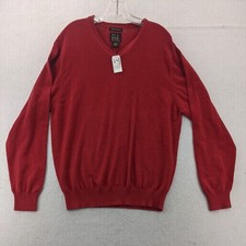 Jos A Bank Signature Collection Sweater Mens Medium Red V-Neck 100 Cotton NWT