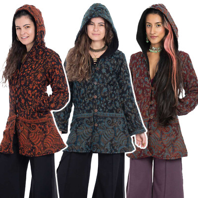 Boho Decke Mantel mit Kapuze, kuscheliger Winter Hippie Mantel Jacke, Hippie Festival Kleidung