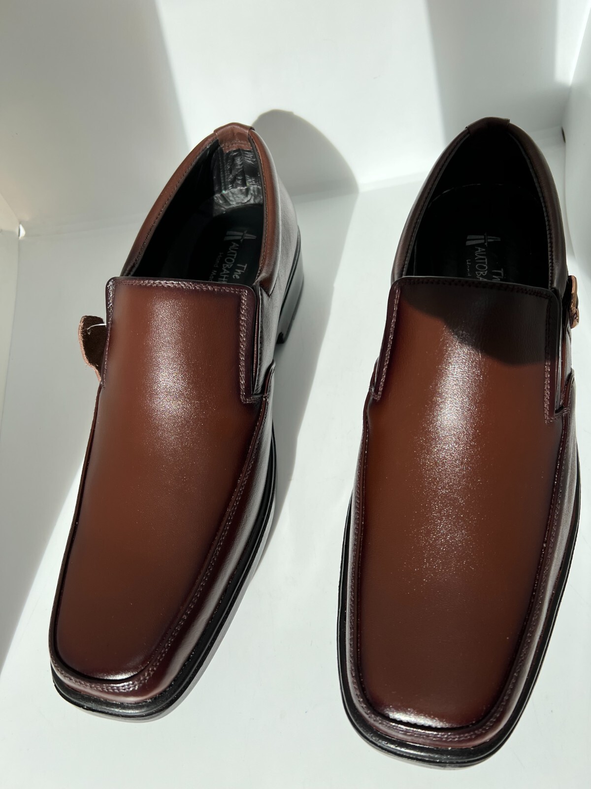 SAOLA Scarpe slip on formali casual da uomo in pelle punta quadrata marrone Regno Unito taglia 6 9