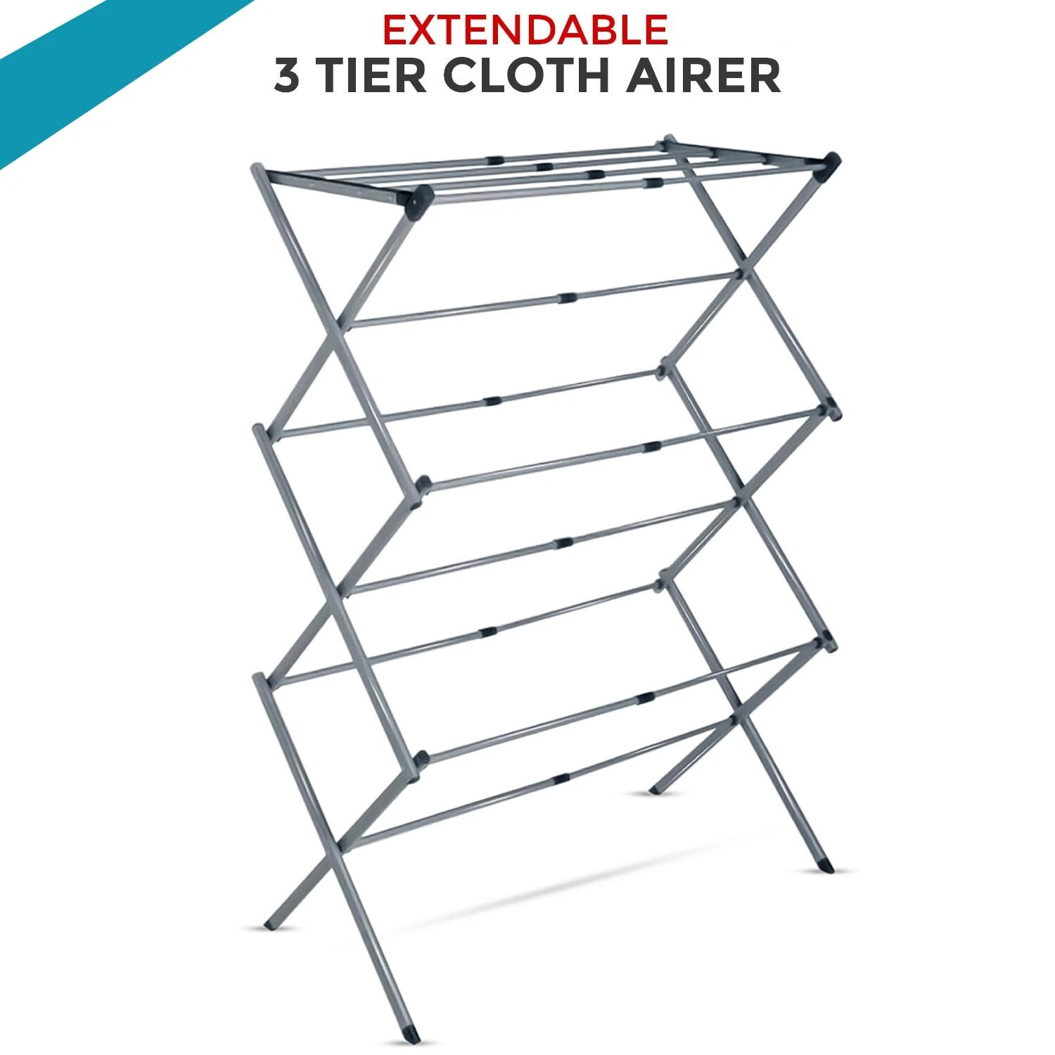 3 Tier Folding Clothes Laundry Drying Horse Rack Indoor Outdoor Washing Airer - 第 1 张/共 6 张