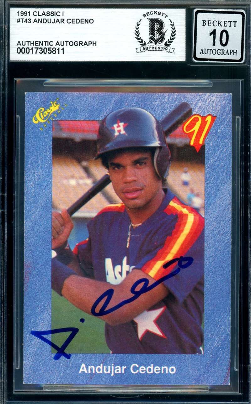 Andujar Cedeno Gem Mint 10 Beckett BAS Signed 1991 Classic Died 2000 Autograph