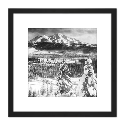 CHS Sisson Stadt Berg Shasta Winter 1900 Foto Quadrat gerahmtes Wandbild 9 x 9 Zoll