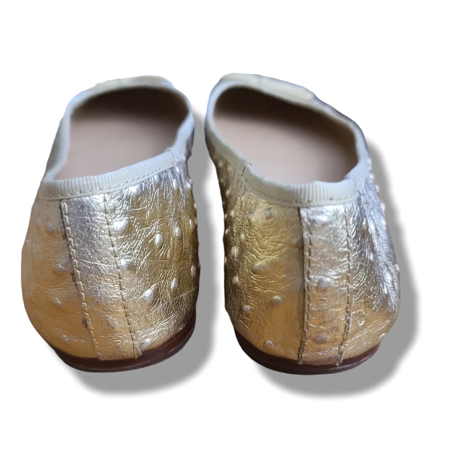 Banana Republic Oro Robin Avestruz Cuero Arco Ballet Pisos Talla 8.5M SB2 Foto 4 de 4