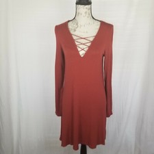 Express Rust Colored Long Sleeve Casual Dress Size M