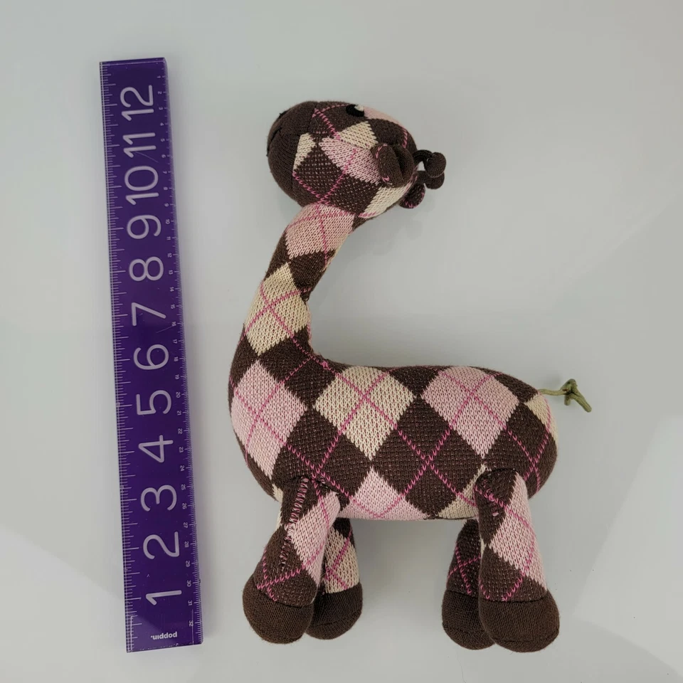 Vintage Gymboree Argyle Animals Pink Brown Knit Sweater Stuffed Plush Giraffe - Image 4 of 4