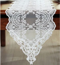 Embroidery Tulle Wedding Runner Ivory Lace Table Runner Piano Runner Home Decor