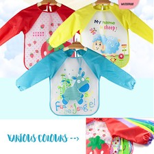 Long Sleeves Baby Bibs  Apron Waterproof Bib Art Smock Feeding Toddler Children 