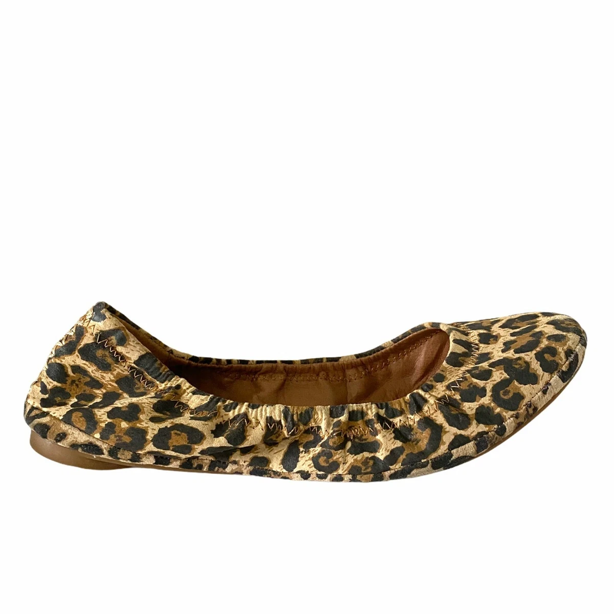 Lucky Brand Women's Emmie Tan Black Leopard Print Leather Ballet Flats Size  6.5