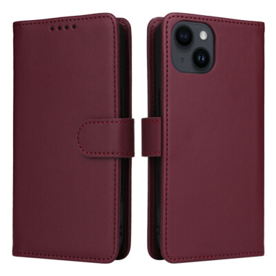 For iPhone 16 16e 15 14 13 12 11 Pro Max XR Case Leather Removable Wallet Cover