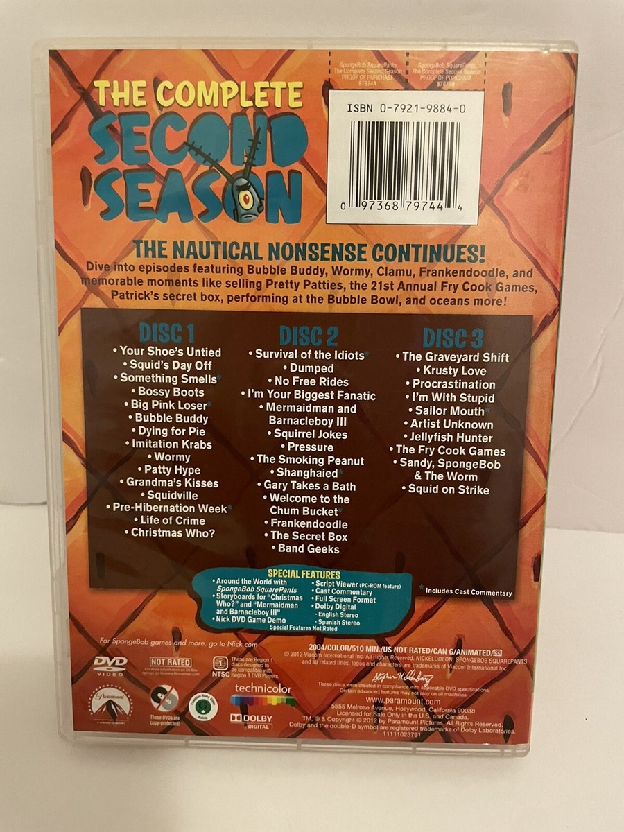 Spongebob Squarepants - The Complete 2nd Season (DVD, 2004