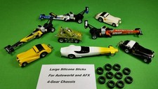 10 Large Silicone Tires For Afx Autoworld 4-gear Dragster Ho Slot Car Parts