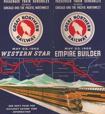 Great Northern Railway Train Timetables - May 23rd - 1965  Train Schedule