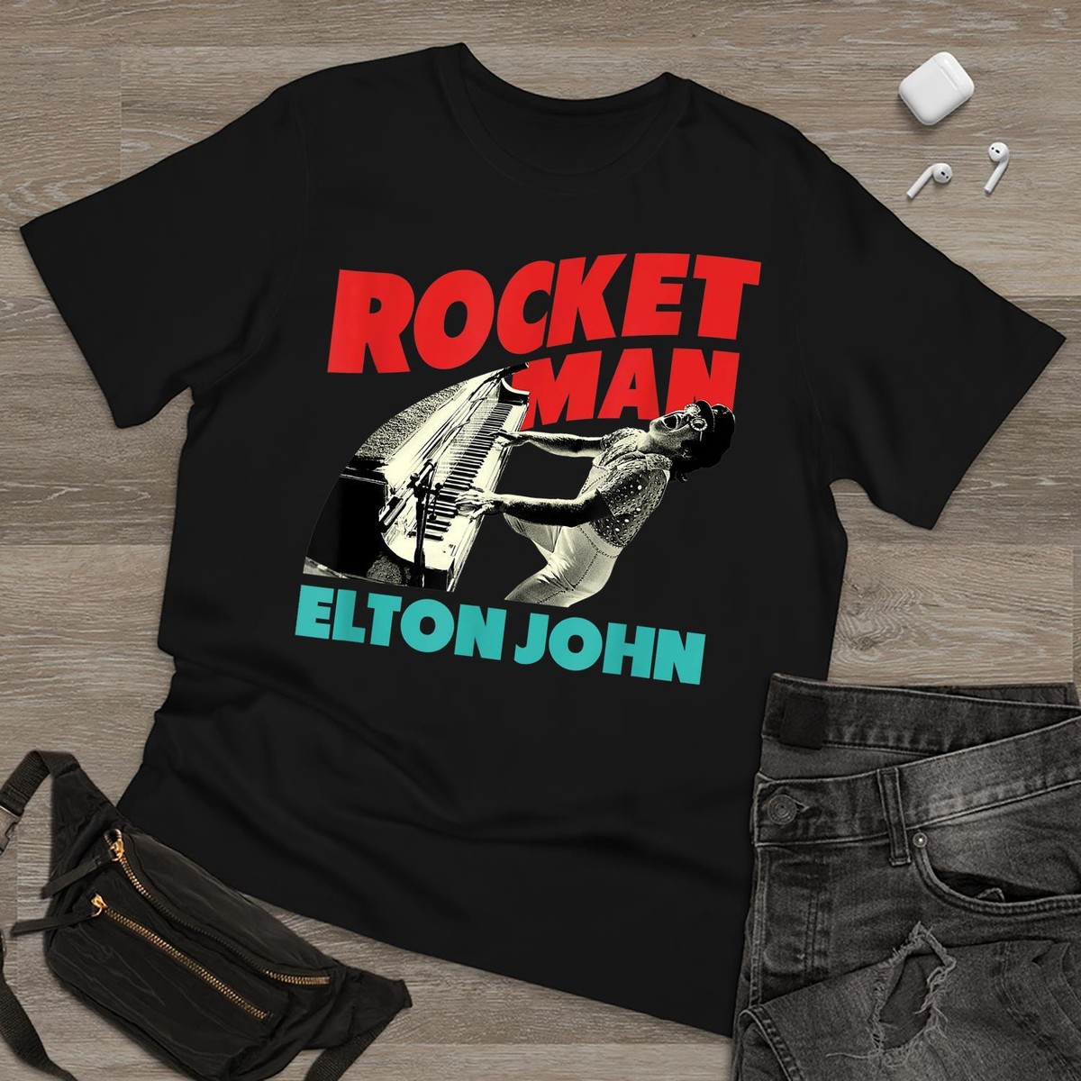 Elton John Rocketman T-Shirt – Official Men's Black Tee With Piano Logo, Size XL, 100% Cotton - View #12