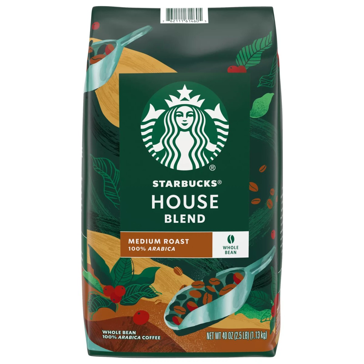 New Starbucks House Blend Medium Roast Whole Bean Coffee 2.5 lbs