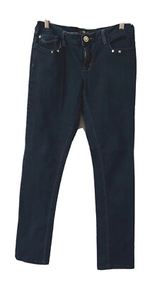 YMI Jeans Womens Junior 11 Blue Denim Tapered Leg Logo Stretch Zipup Pocket