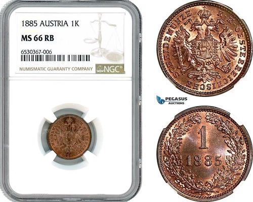 AI207, Austria, Franz Joseph, 1 Kreuzer 1885, Vienna Mint, NGC MS66RB