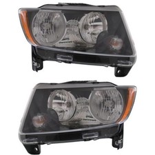 Driver And Passenger Side Headlights For Jeep Compass 2013-2017 Halogen W Bulbs