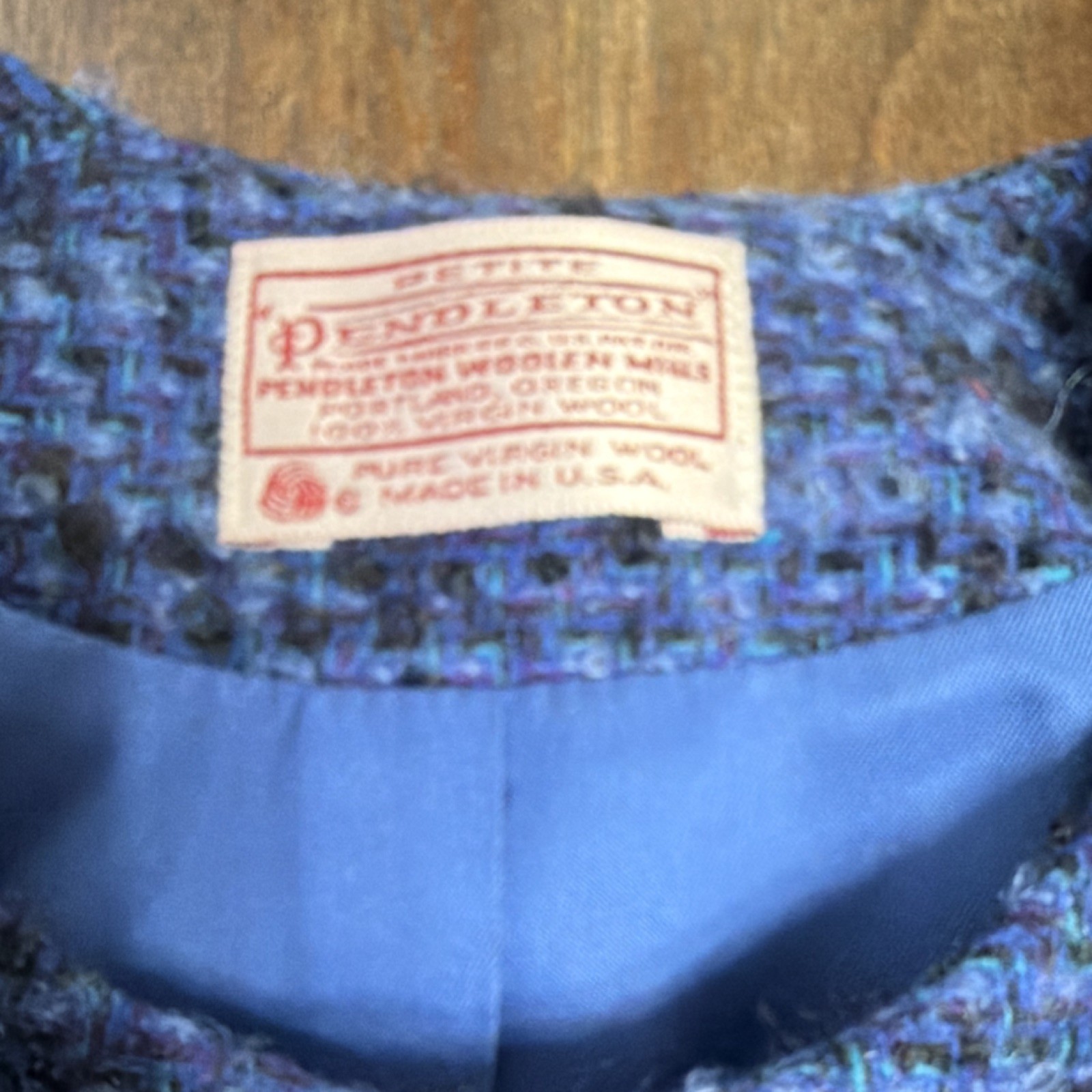 Pendleton Petite Blue Wool Button Lined Blazer Tw… - image 2