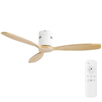 Sofucor 52'' White Ceiling Fan Low Profile Flush Mount Remote Control Reversible