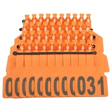 Z Tags One-Piece Cattle Ear Tags 001-050 Numbered Large TPU Animal ID Orange