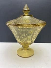 FEDERAL AMBER DEPRESSION GLASS SHARON Cabbage ROSE Candy Dish And Cover. Mint
