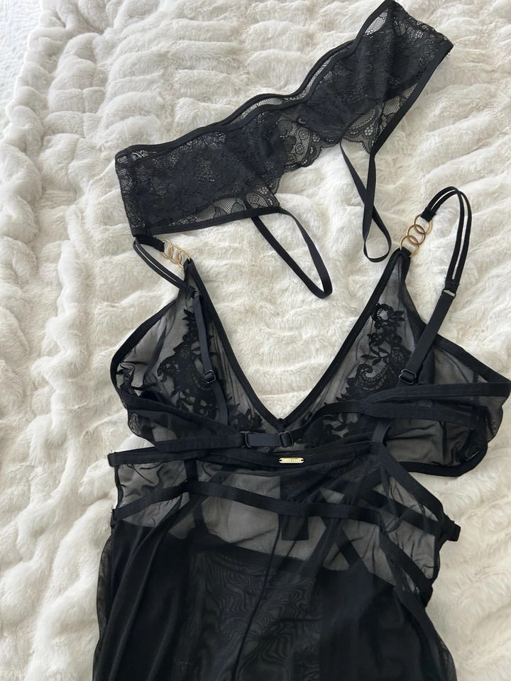 Victoria's Secret/Bluebella, nuevo sin etiquetas, camisa larga, negra, pequeña Foto 3 de 4