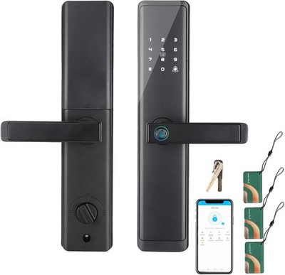 Smart Türschloss mit Griff, WiFi Touchscreen Passwort IC Karte Smart Lock, Finger
