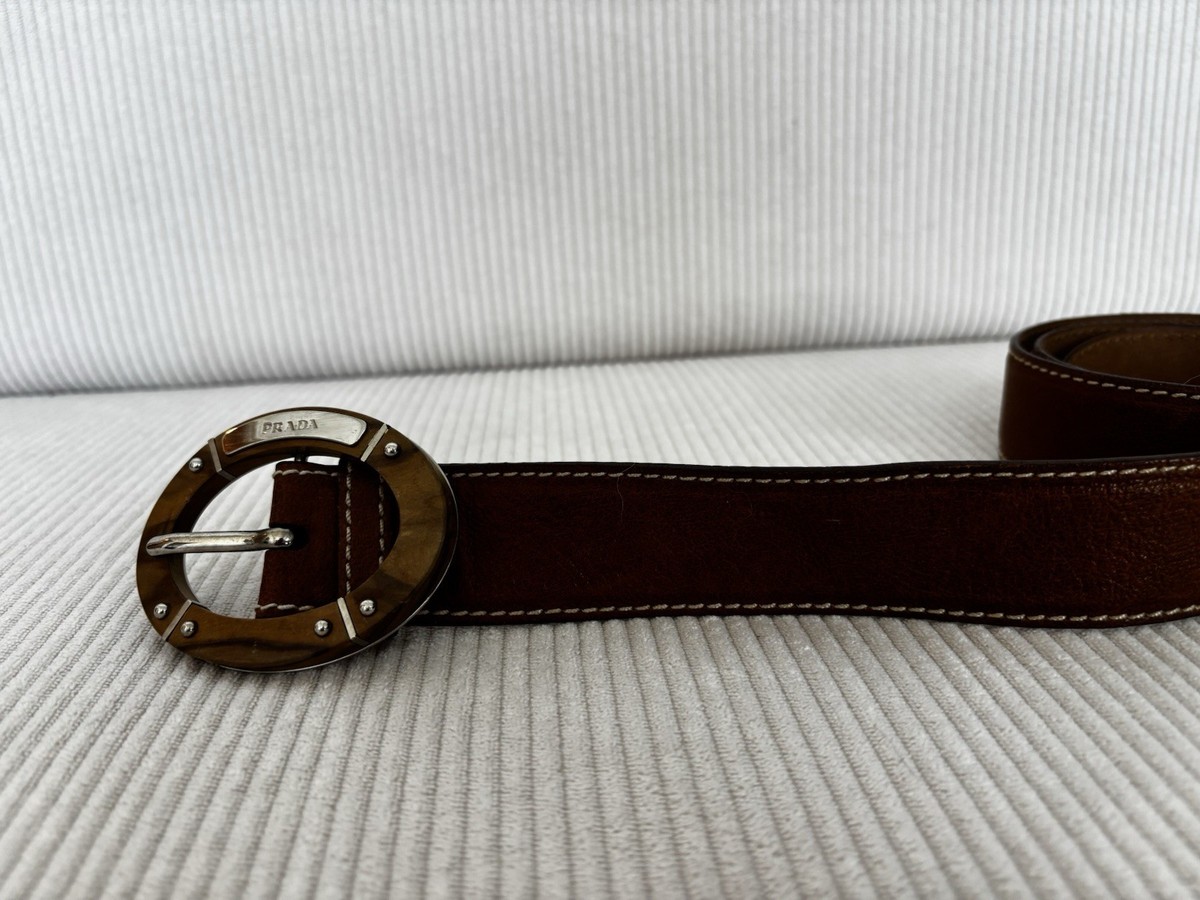 PRADA DARK BROWN CLASSIC BELT | WOMENS SIZE 80CM Cocoa Brown Narrow leather belt | PRADA - United States main image 4