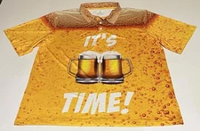 Obnoxious Golf Polo Shirt 2XL It’s Beer Time Print Polo Shirt Mens