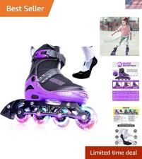 Adjustable Inline Skates for Kids and Adults with Full Light Up Wheels, Outdo...