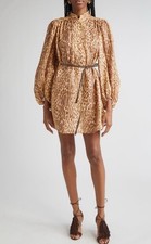Zimmermann Cascadian Tunic Dress Brown Leopard women's Size 2 US Medium NWT