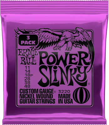 Power Slinky Nickel Wound Electric Guitar Strings 3-Pack, 11-48 Gauge (P03220)