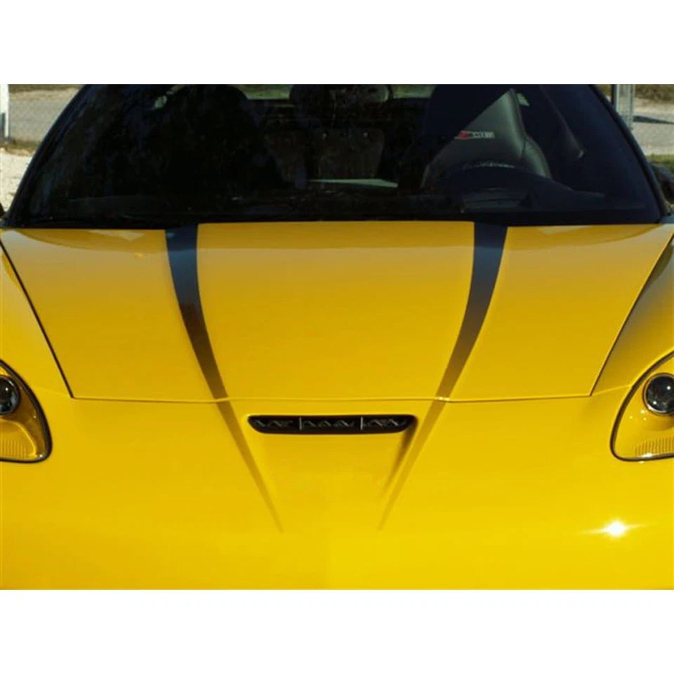2pc Black Vinyl Fade Hood Graphic for 2005-2013 Chevy Corvette C6 - Image 2 of 4