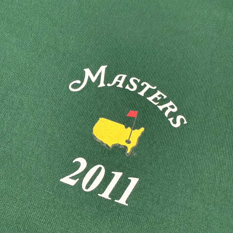 Camiseta Masters 2011 para hombre grande verde estampado gráfico manga corta Augusta GA Golf Foto 3 de 4