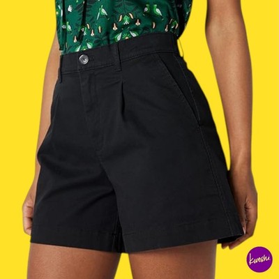 AMAZON ESSENTIALS Damen A-Linie Shorts, Schwarz, UK 14-16| EU 42-44 | US L