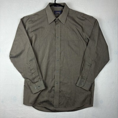 The Arrow Company Button Down Shirt Brown Striped 16-32/33 Wrinkle Free