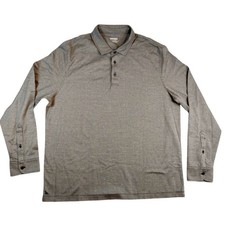 UNTUCKit Polo Shirt Mens Extra Large Gray Long Sleeve Micro Pattern Cotton
