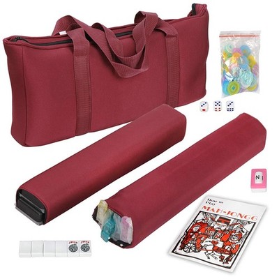 American Mah Jongg Mahjong Set 166 Tiles, 4 Colors All-in-One Rack/Pushers, Red