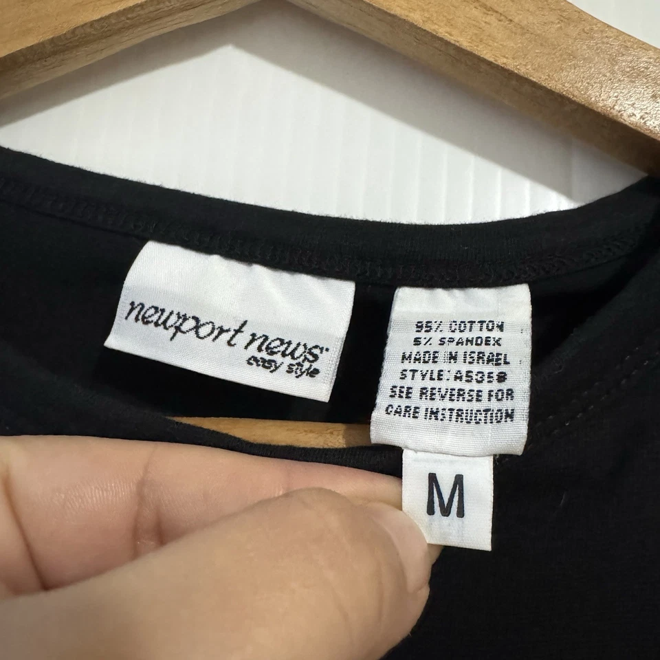 Camiseta negra manga larga Newport News Y2K 2000 estrás brillo para mujer talla M Foto 3 de 4