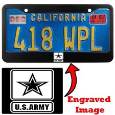 Engraved Black License Plate Frame - U.s. Army