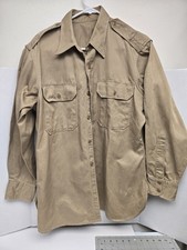 VTG 1951 US Military Khaki Shirt Cotton Stand Collar Korean War Era