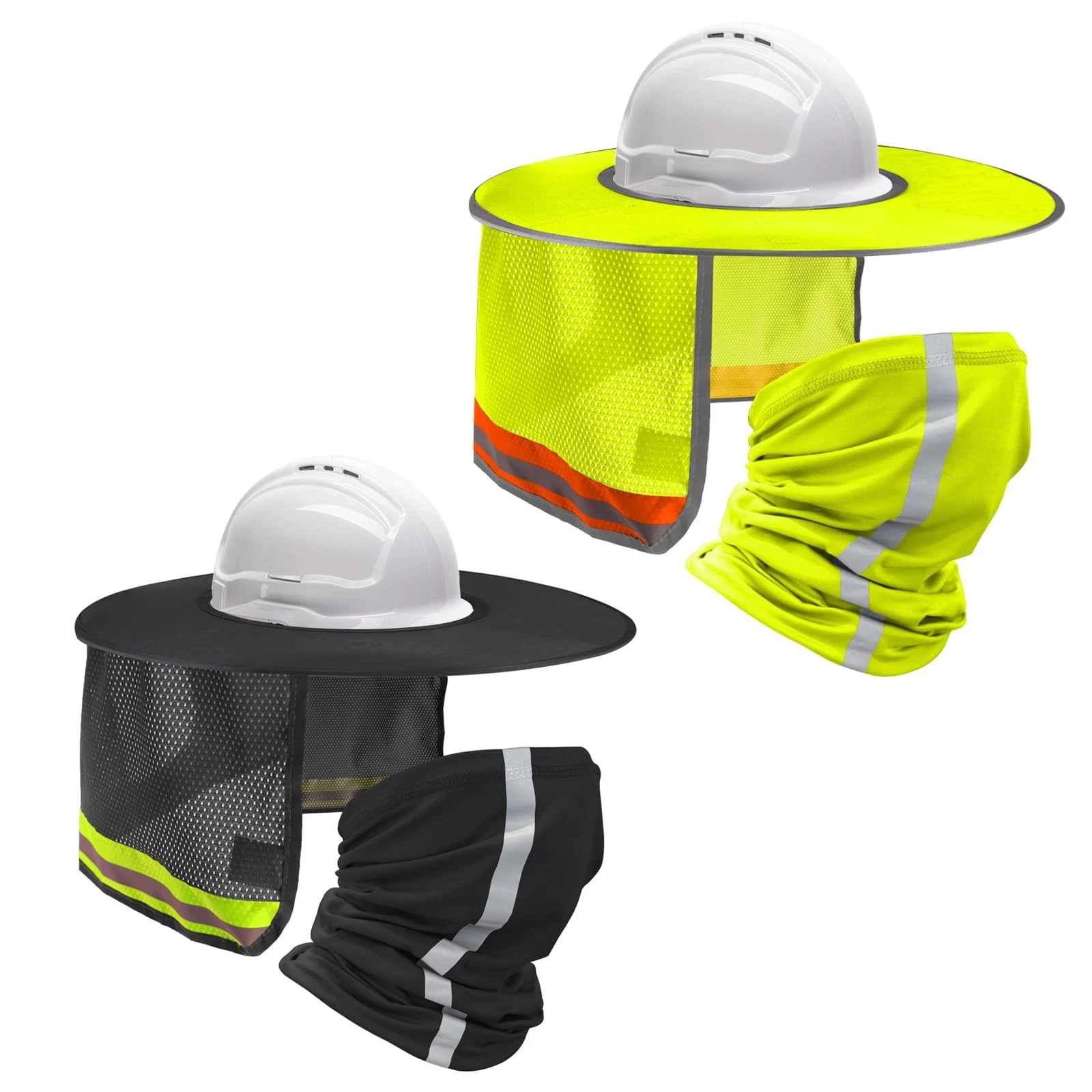 4 Pcs Full Brim Hard Hat Sun Shade Mesh Neck Sun Block Protection Bandana Hea...