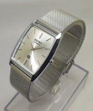 Vintage Seiko Slim Quartz Tank Watch Roman Numeral white dial Two Hand Watch