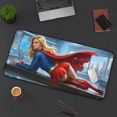 Supergirl Desk Mat, DC Computer Desk Pad, Superhero Gamer Decor
