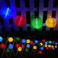 Lichterkette Laterne Garten Solar LED Bunt Wasserdicht 6M 30 Lampions 2 Modi
