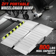 2Ft Aluminum Folding Wheelchair Scooter Mobility Stairs Ramp Portable Non-Slip