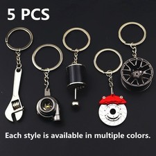 Car Turbo Brake discs Hub Wheels Manual Shift Keychain Key Ring Key Chain 5PCS