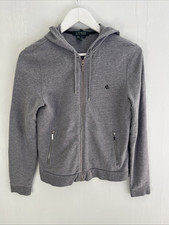 LAUREN RALPH LAUREN Womens Gray Full Zip Hoodie Pockets Size Small