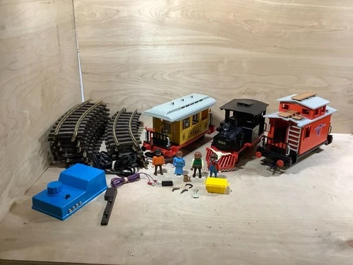 Vintage Geobra Playmobil 3958 Train Car Railroad Track Incomplete G Scale Tested