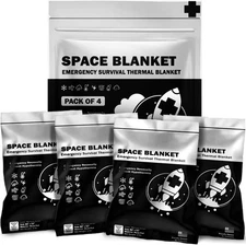 EVERLIT Survival Emergency Mylar Thermal Blankets -Space 4 Pack, Silver 